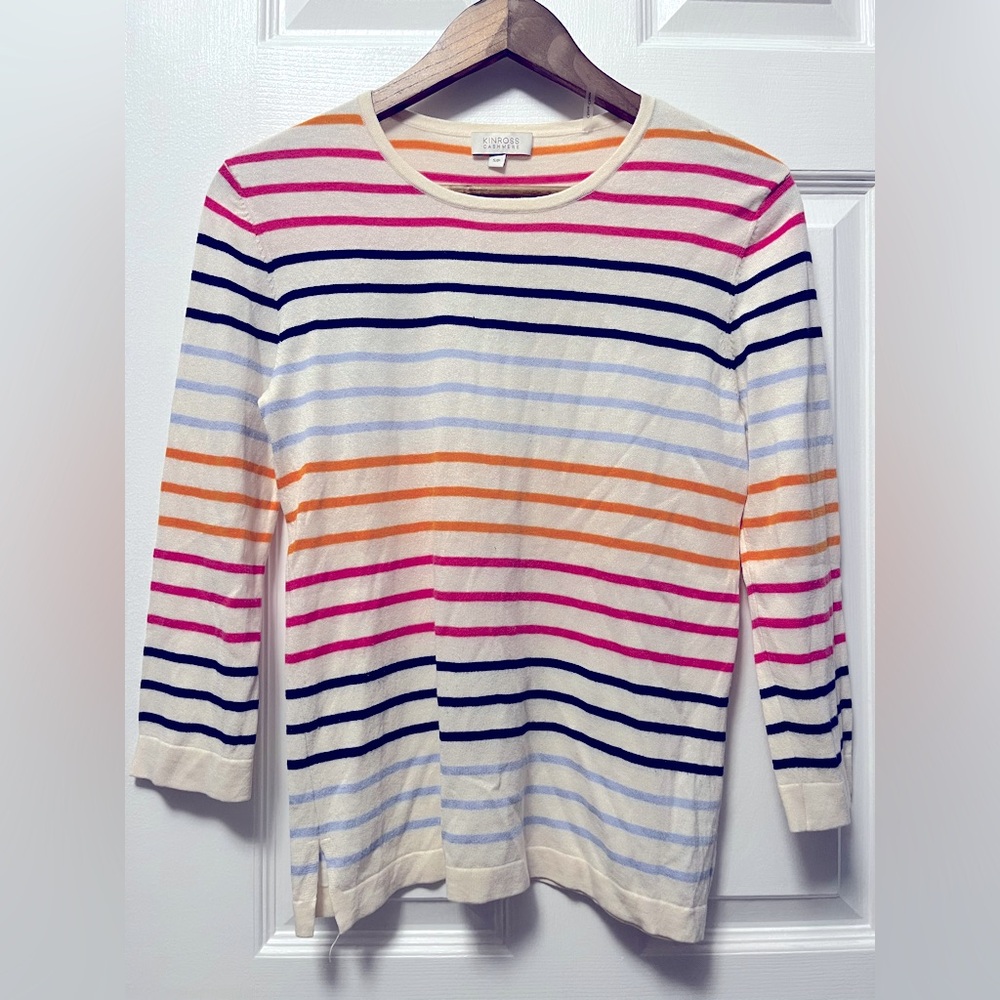 Kinross Cashmere Striped Sweater, Women’s Small